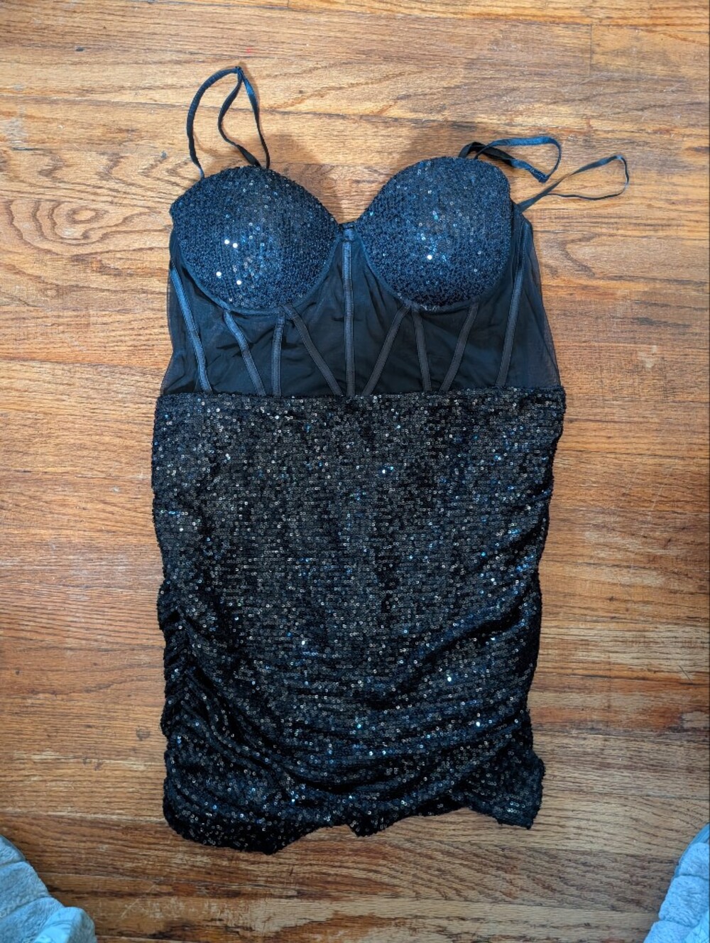Plus Size Black Sequin Bustier Mini Dress